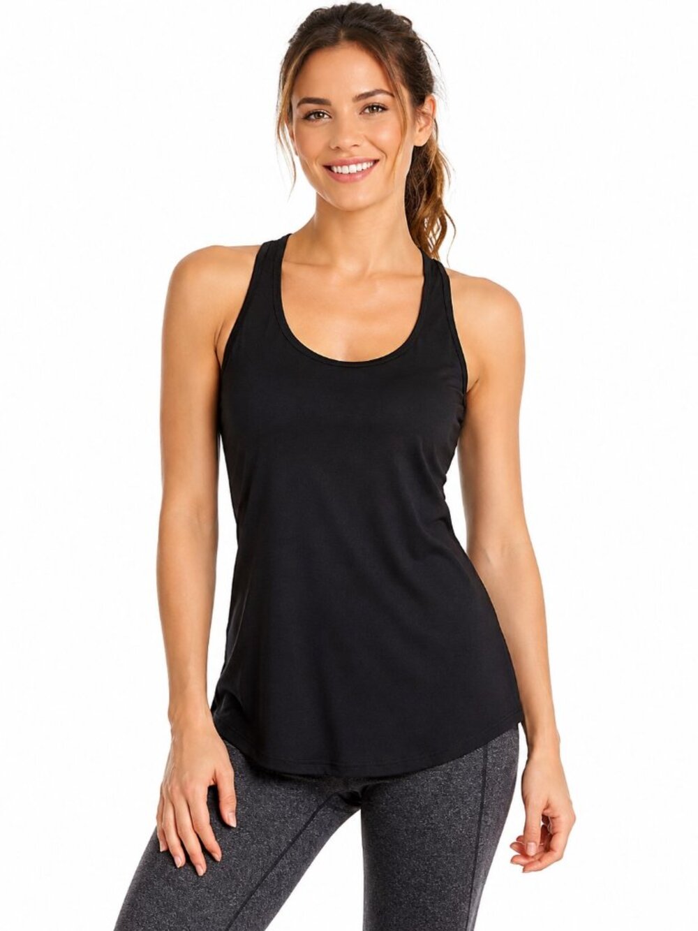 Lucy Black Racer Mesh Back Athletic Tank Top Womens Small Built-In Padded Bra